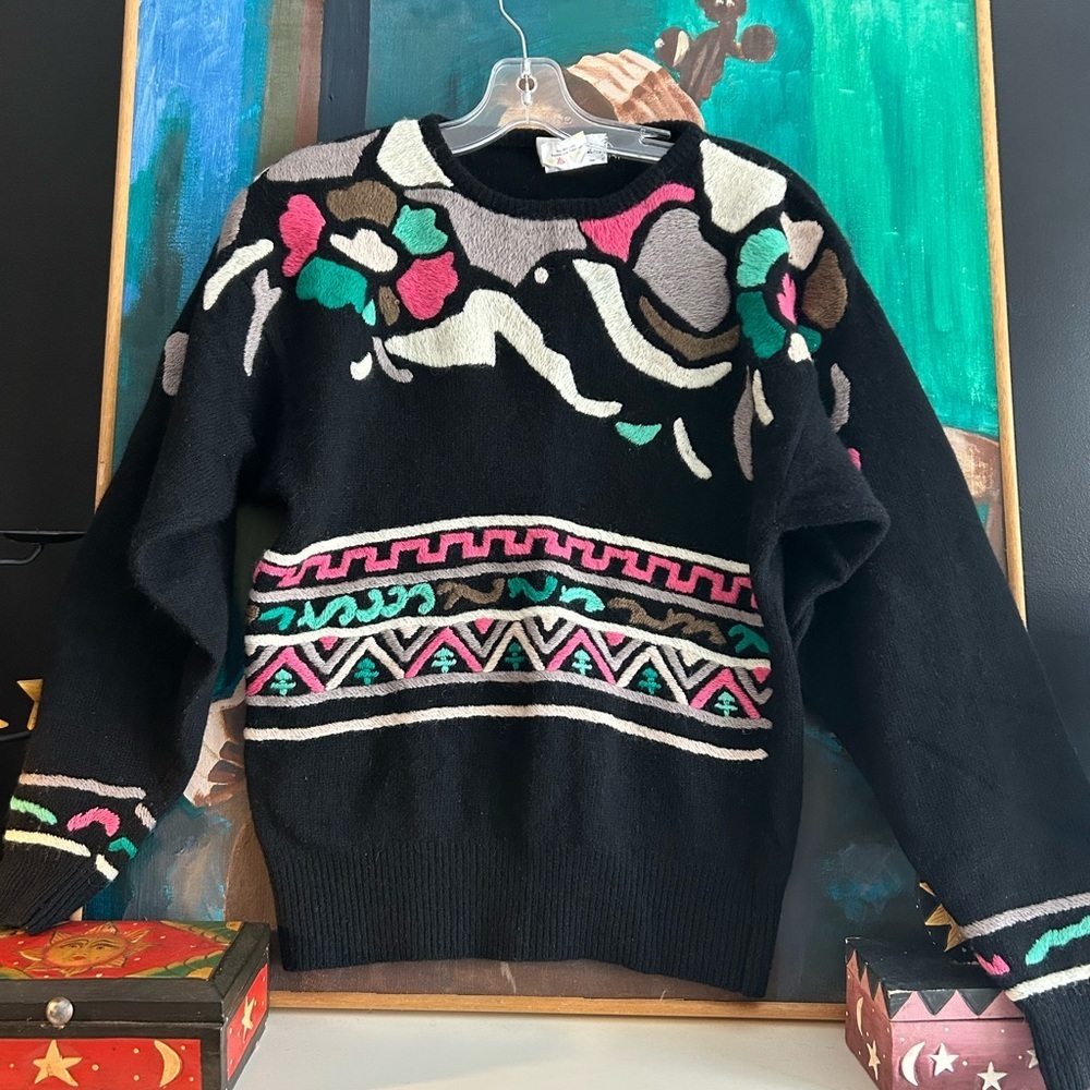 Vintage Franco Valeri Knit Wool Angora Sweater Size Small